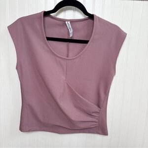 Athleta Flora Mauve Sleeveless Bayview Tee Ribbed Fabric Women’s Size Small